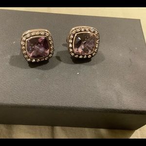 David yurman 11x11mm midnight Albion earrings amethyst